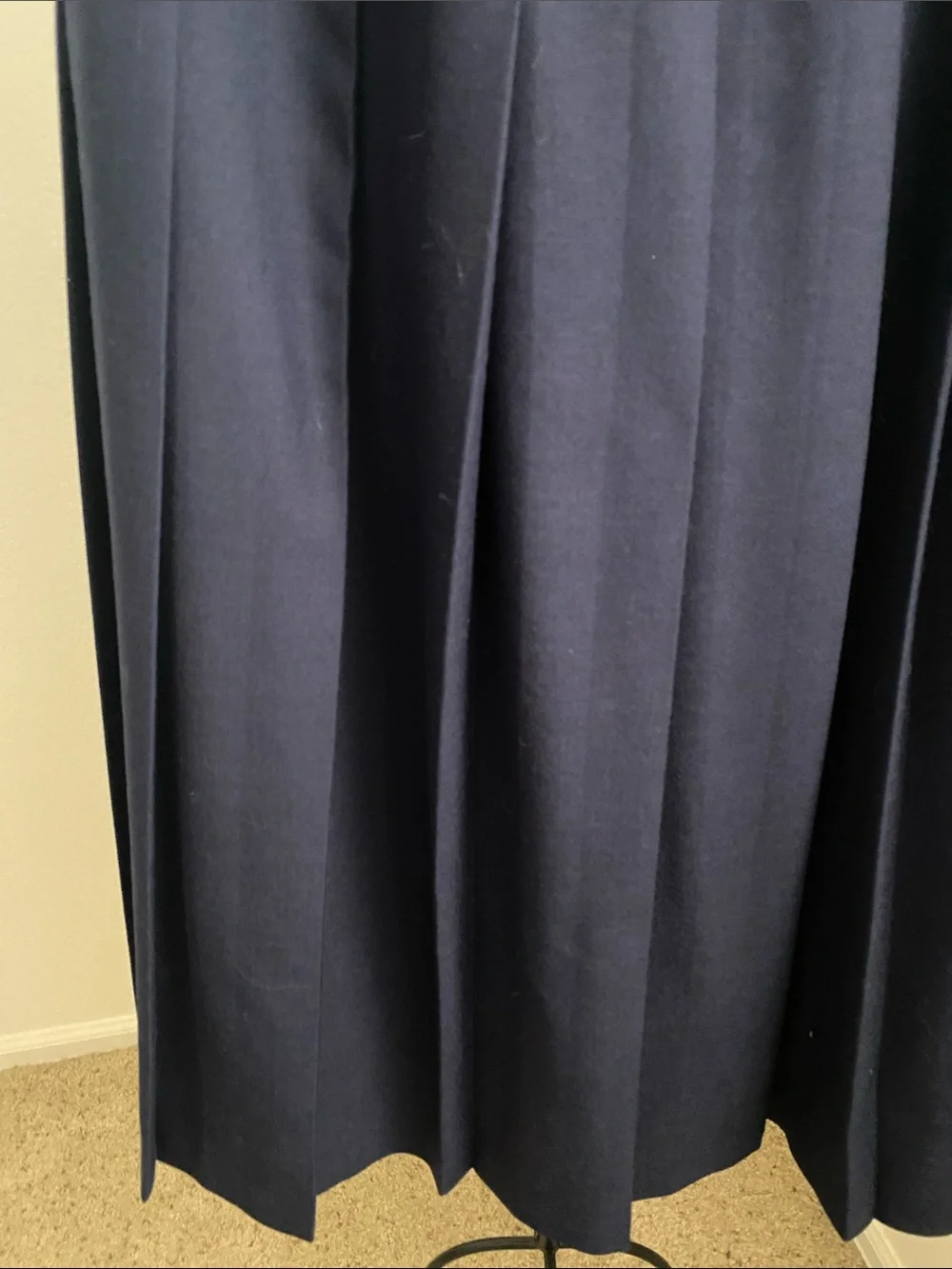 Vintage 100% Wool Classic Navy Pleated Skirt